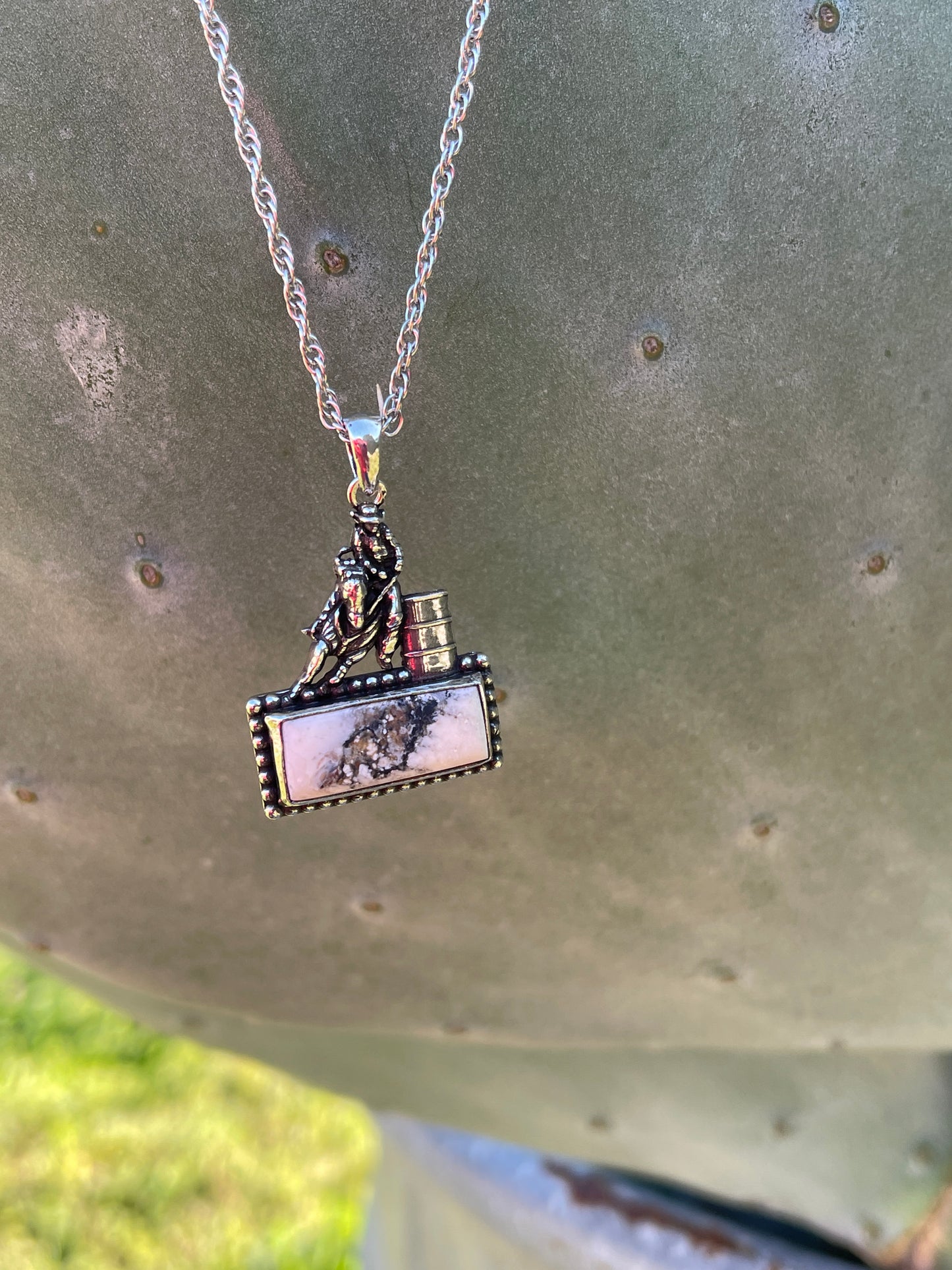 Barrel racer on bar turquoise small