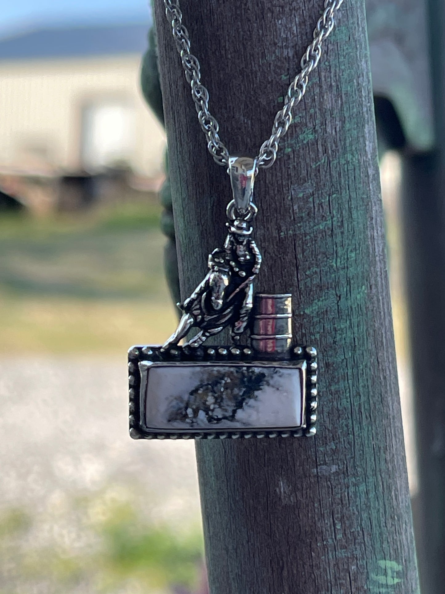 Barrel racer on bar turquoise small