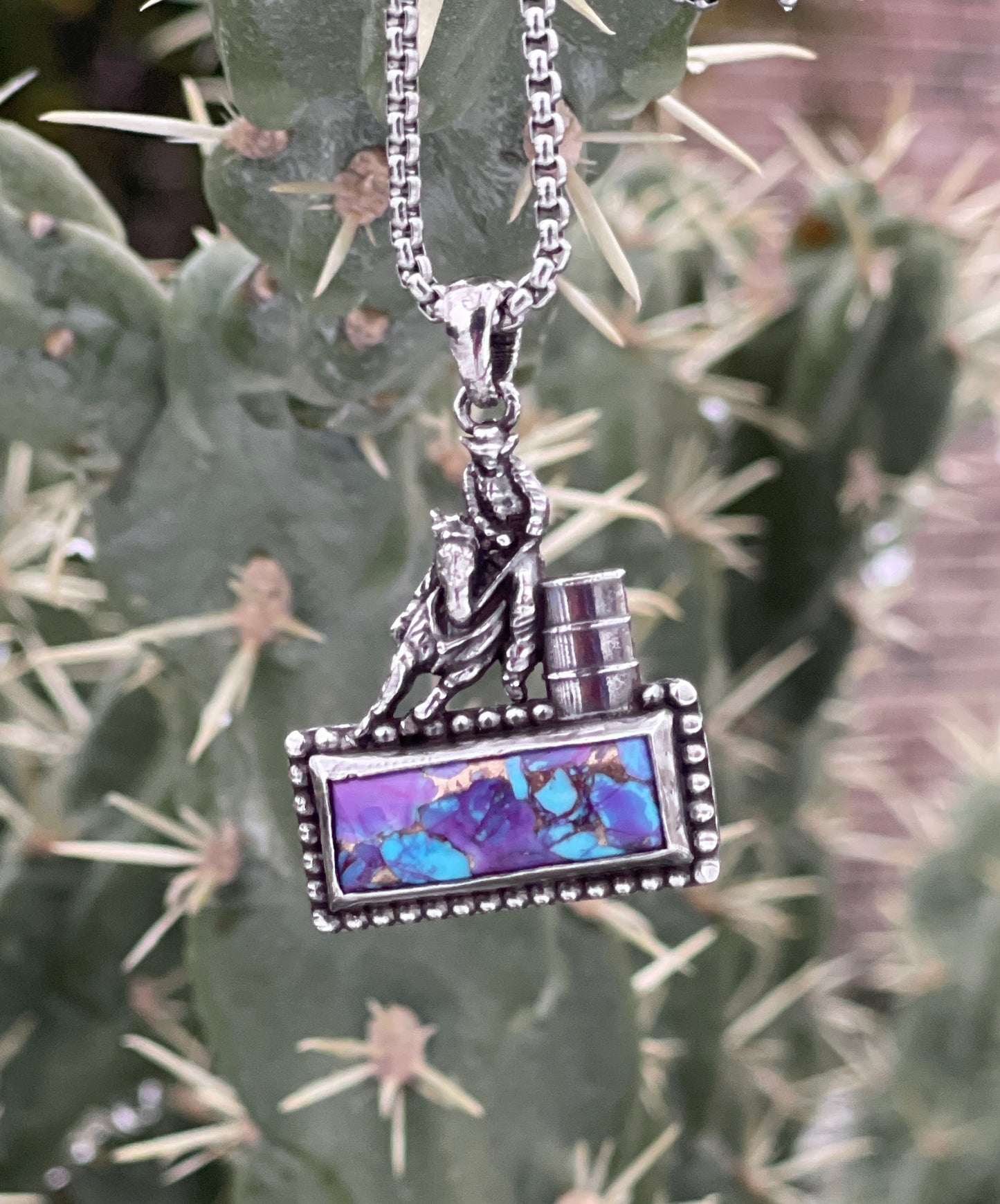 Barrel racer on bar turquoise small