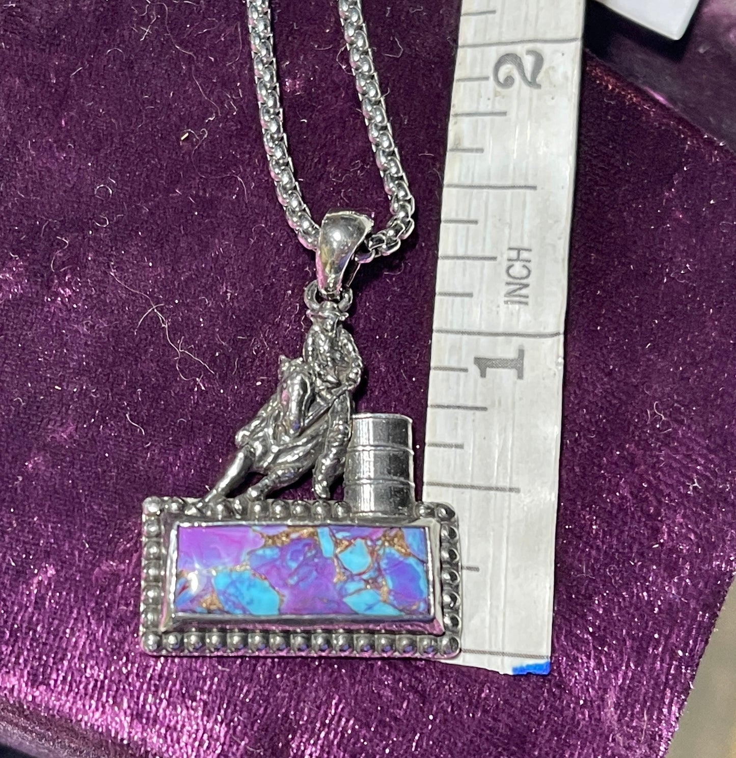 Barrel racer on bar turquoise small
