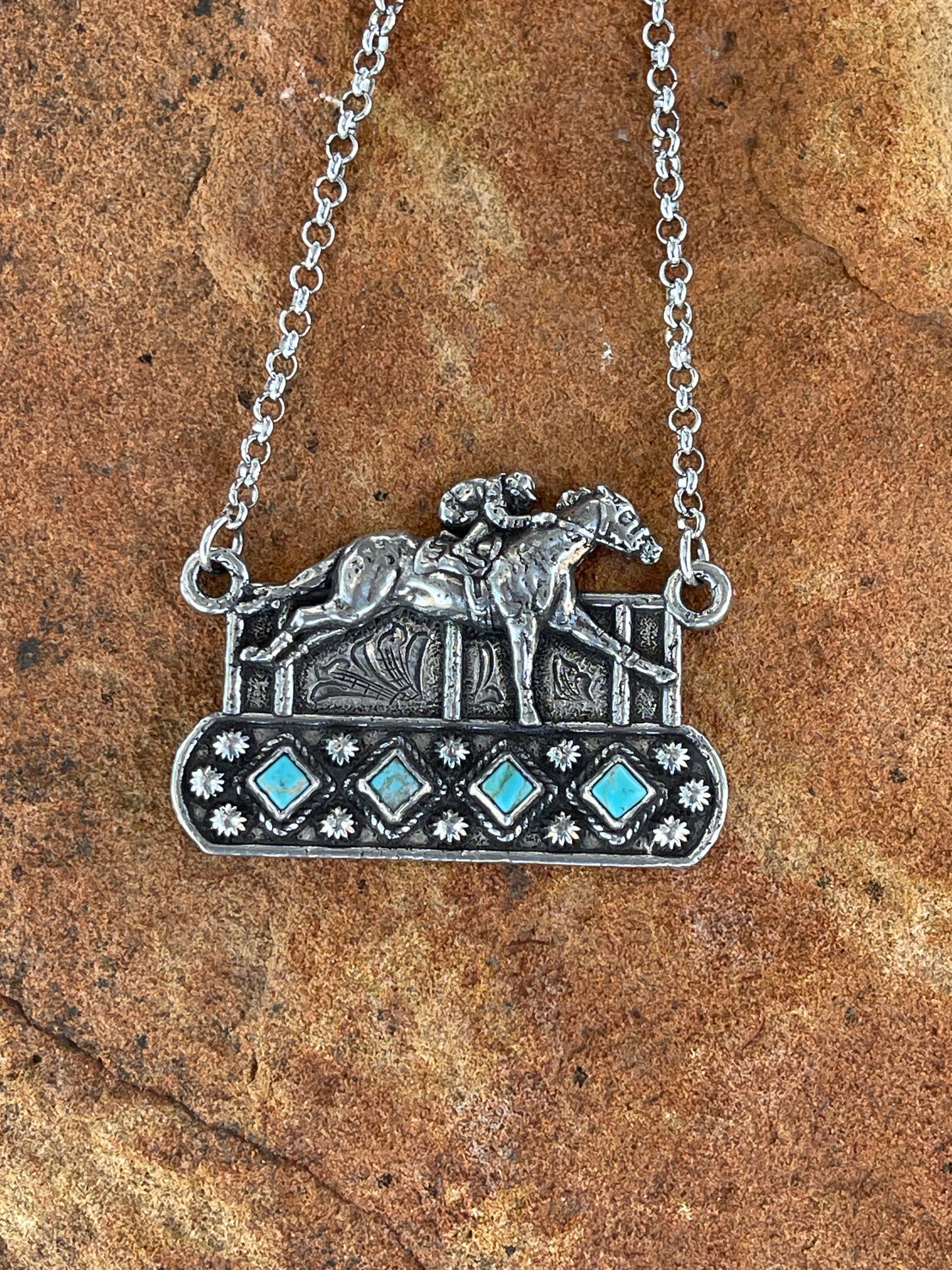 Racehorse four turquoise diamonds