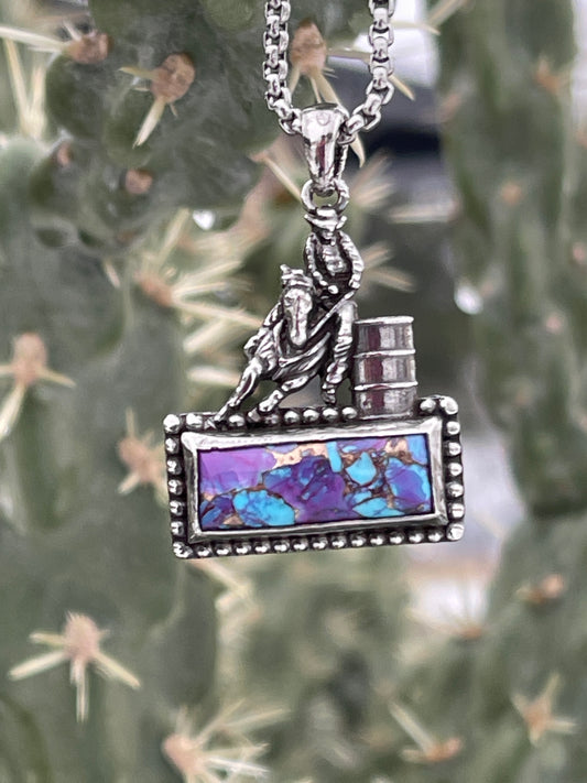 Barrel racer on bar turquoise small