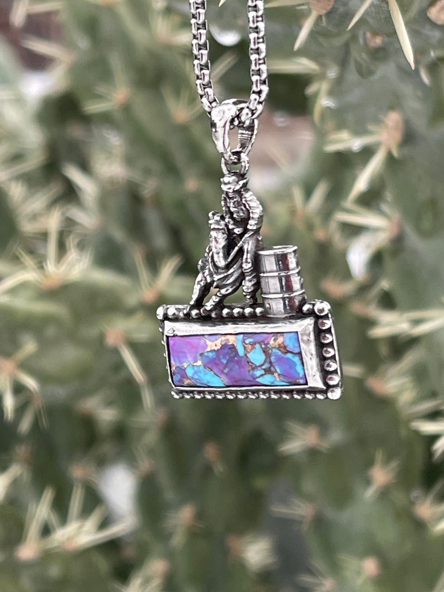 Barrel racer on bar turquoise small