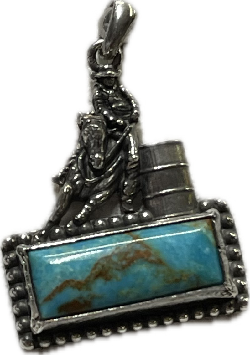 Barrel racer on bar turquoise small