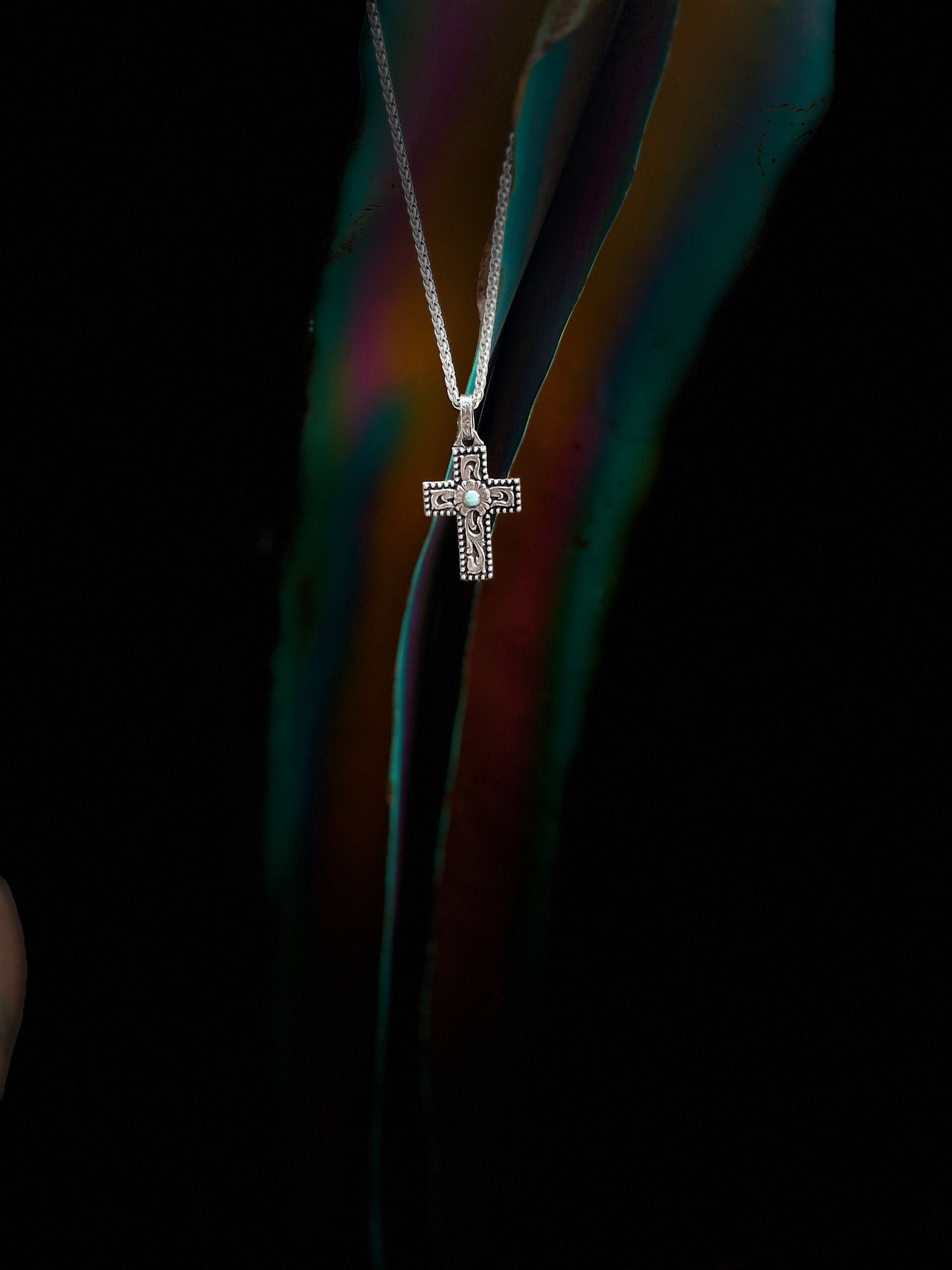 Saddle Tooled Cross Necklace