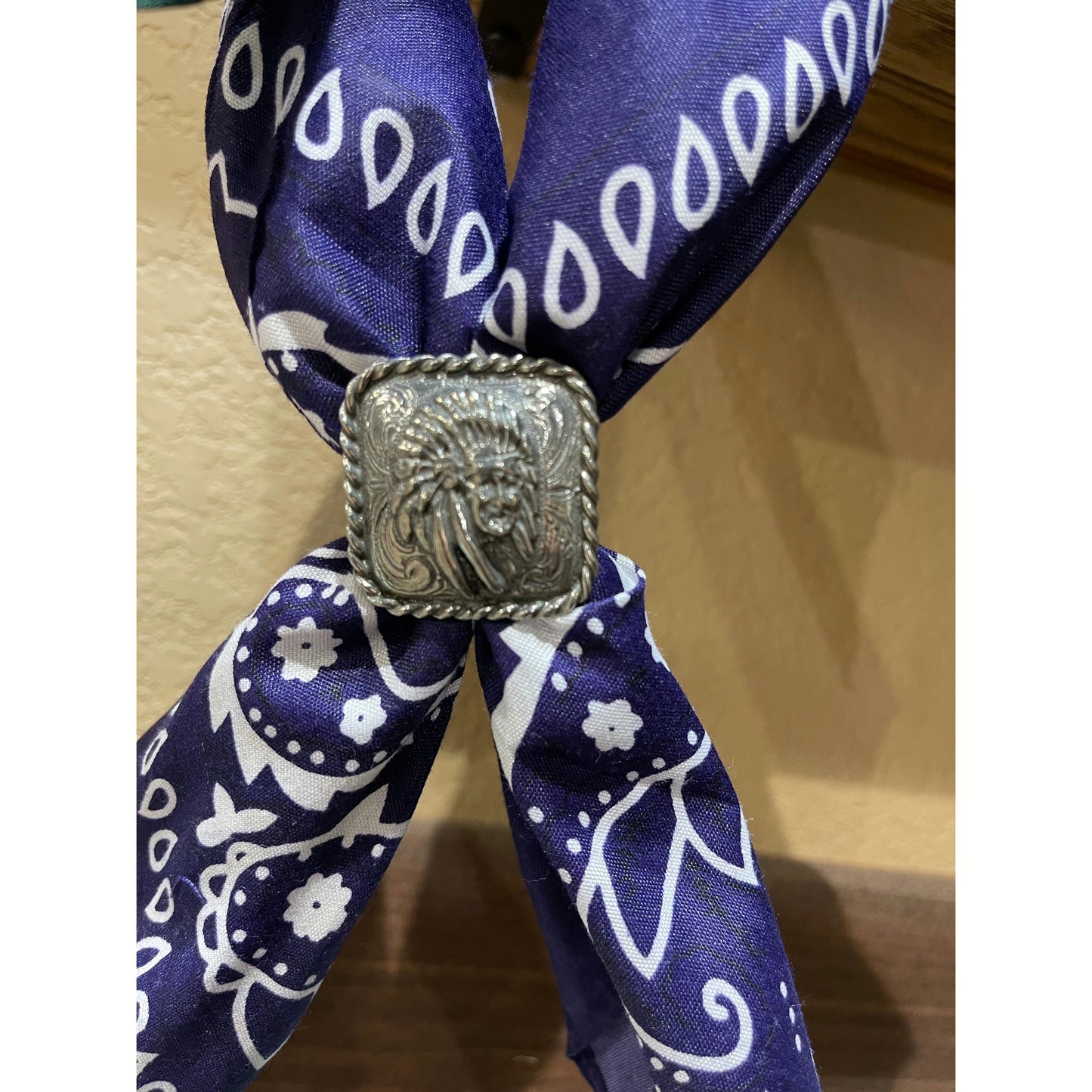 Square Indian scarf slide with roped border