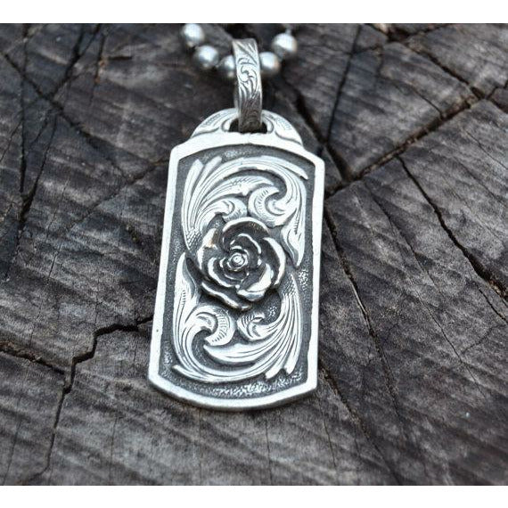 Rose Dog Tag Pendant