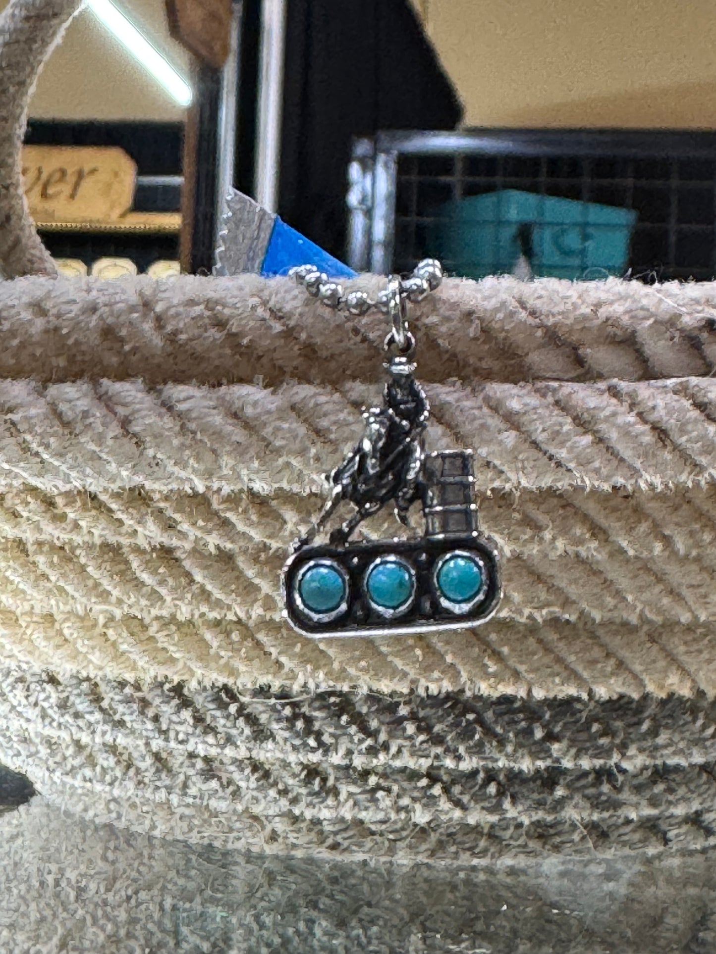 Barrel racer on 3 turquoise
