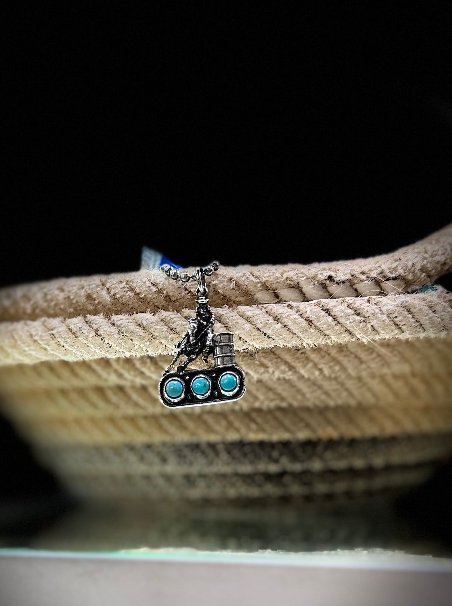 Barrel racer on 3 turquoise