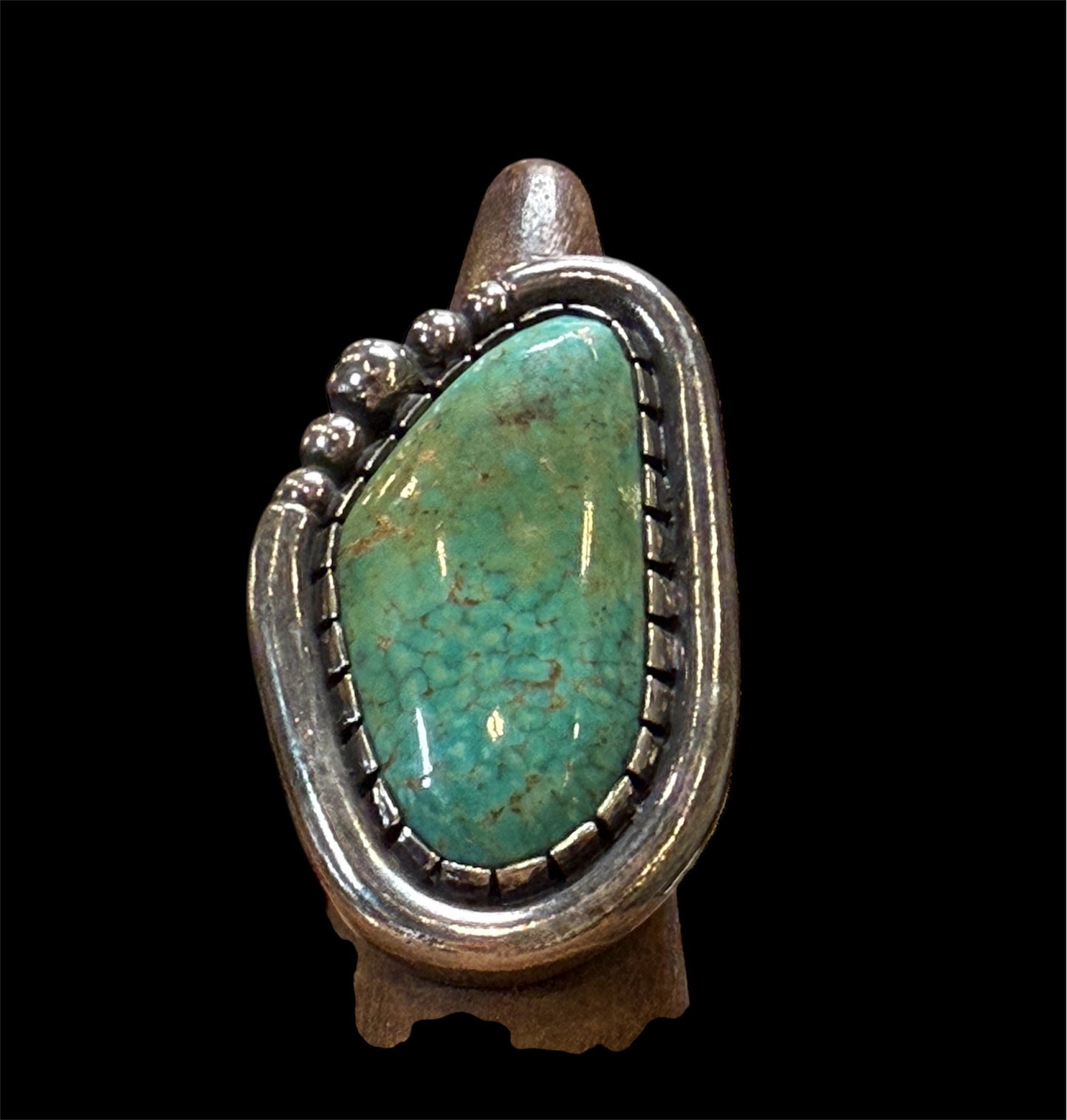 Beaded statement turquoise ring size 8