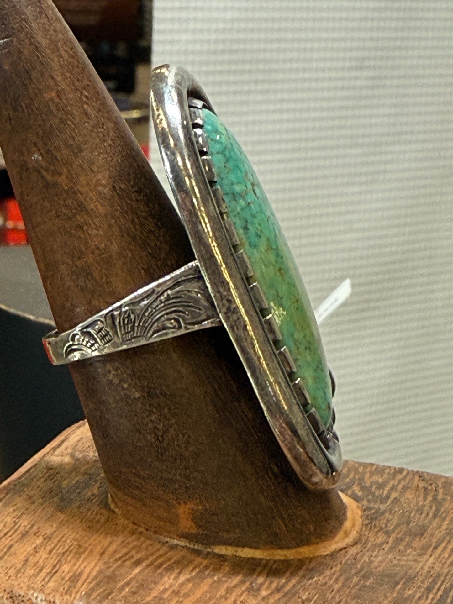 Beaded statement turquoise ring size 8