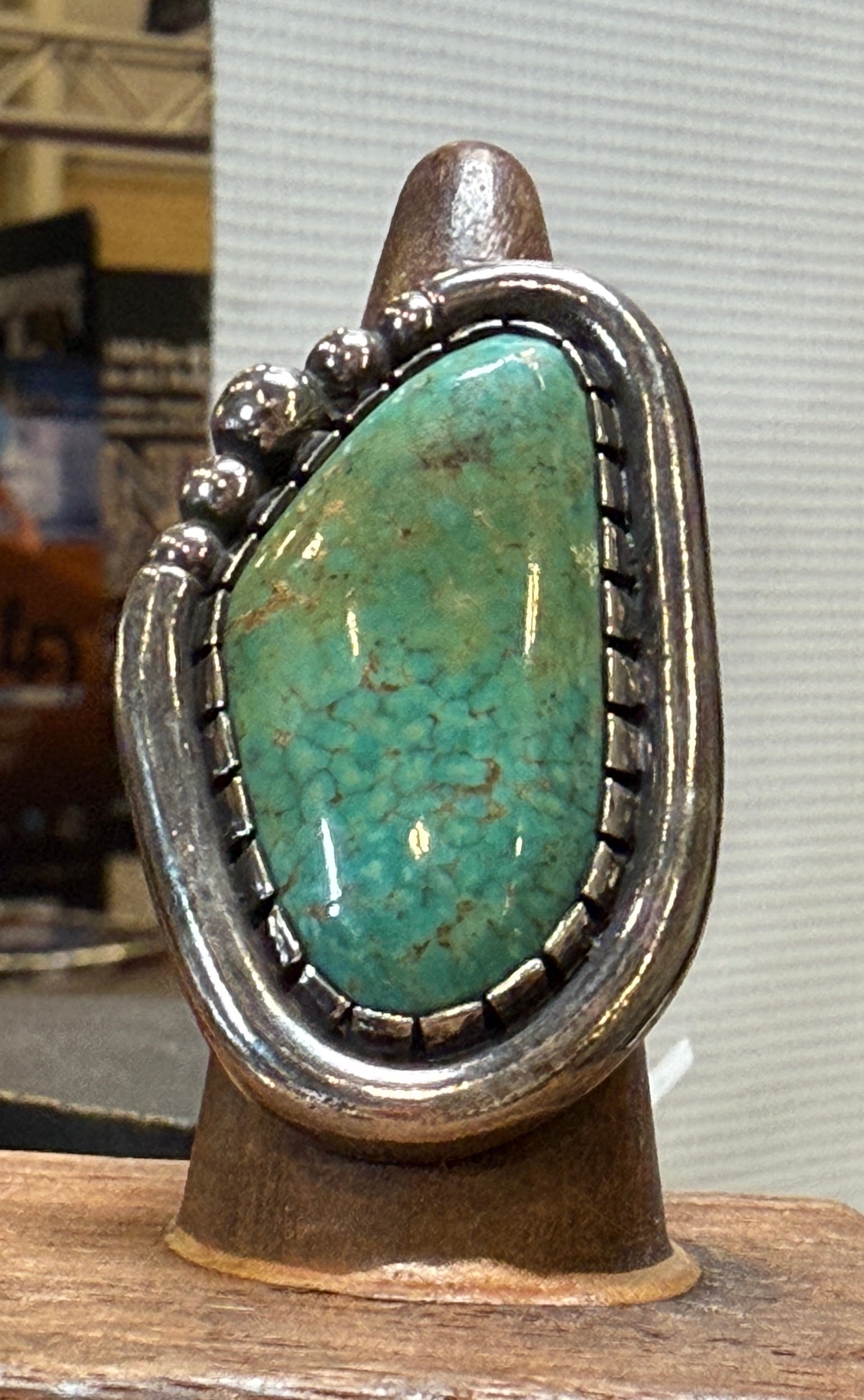 Beaded statement turquoise ring size 8