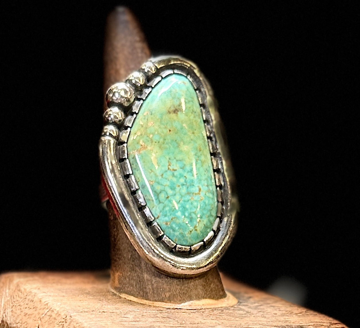 Beaded statement turquoise ring size 8