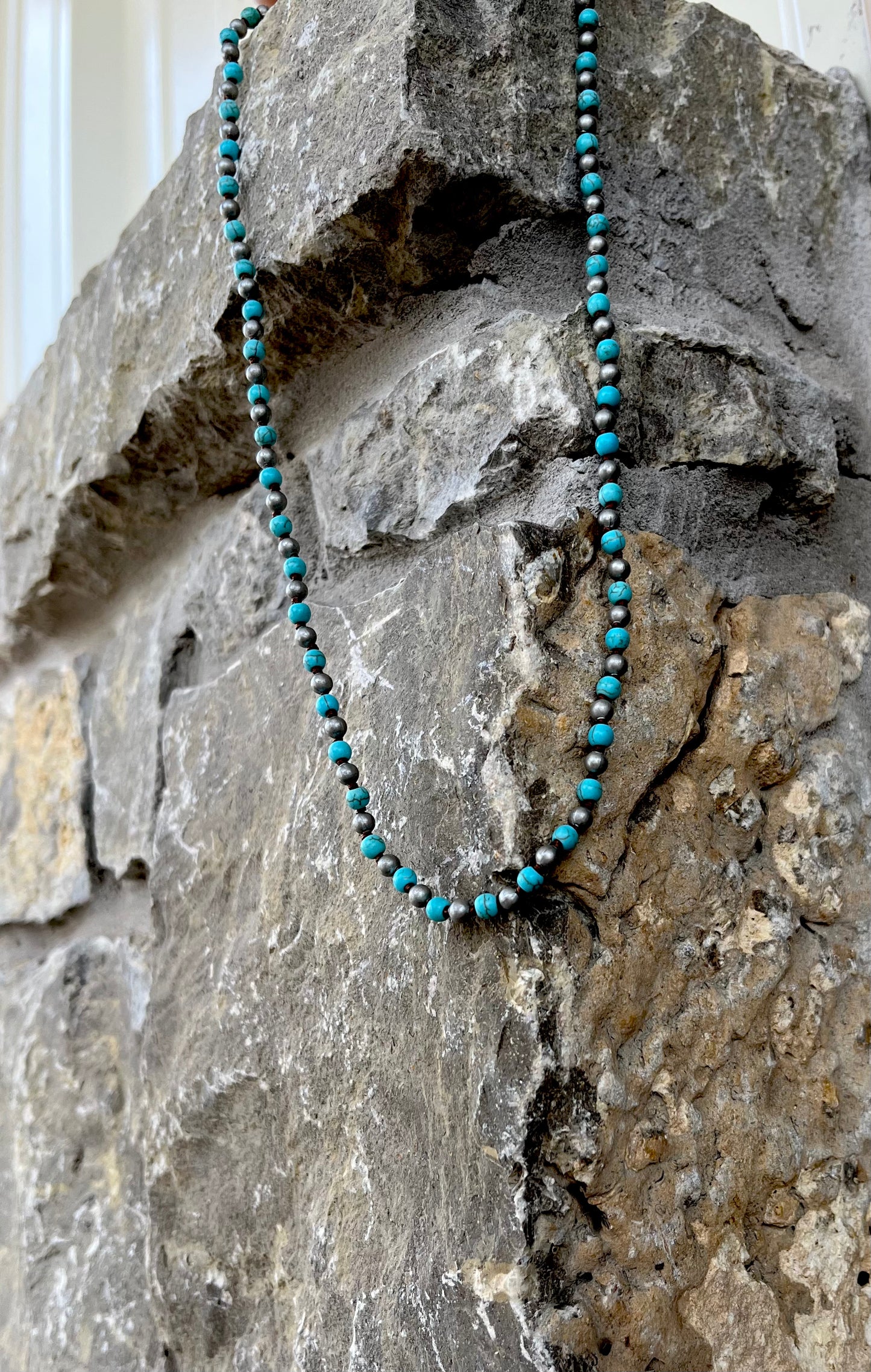 Turquoise & Silver Beaded necklace