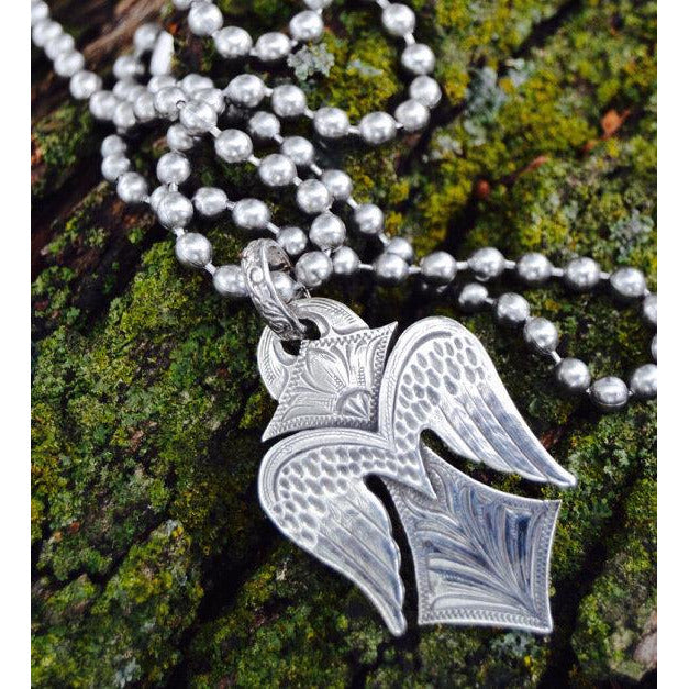 Sterling Silver hand crafted angel cross pendant