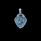 The "Keystone Guitar Pick" pendant is a handmade solid sterling silver pendant in the shape of a guitar pick with a roped edge border that surrounds the western style scrolled hand engraving as the background with a bucking horse overlay in the center of the pendant.  